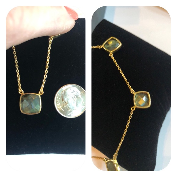 5 Stone Rutilated Quartz & Vermeil Necklace, 18” - Picture 7 of 8